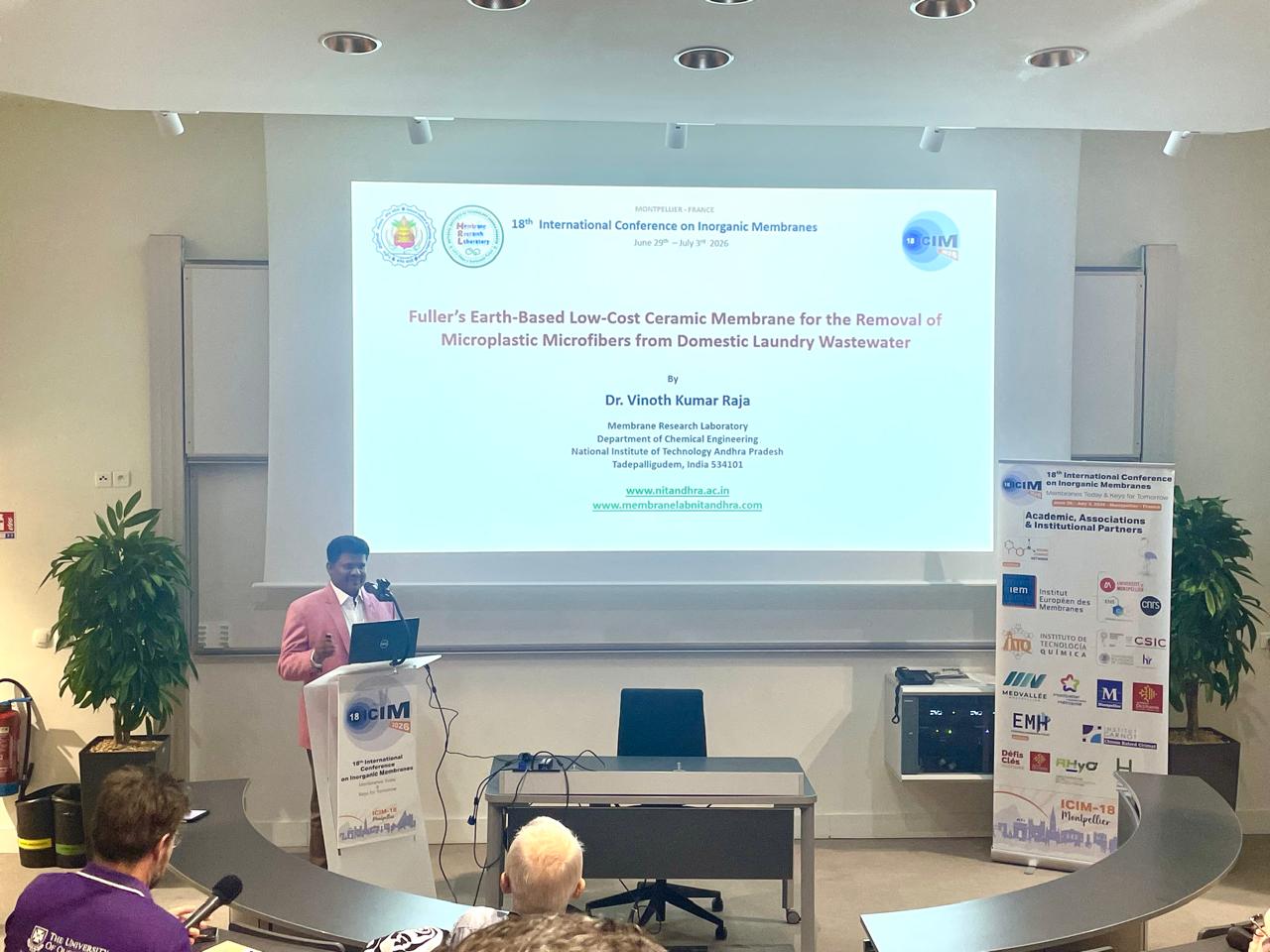 Research Talk and Poster presented by Dr. Vinoth Kumar Raja, 18th International Conference on Inorganic Membranes (ICIM-2026), Montpellier, France