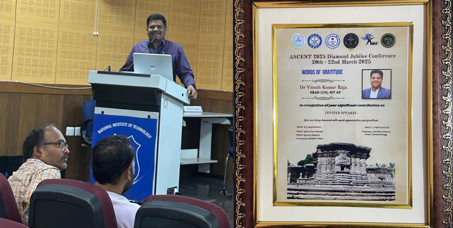 Dr. Vinoth Kumar Raja Invited as Speaker at ASCENT 2025, NIT Warangal, 2025